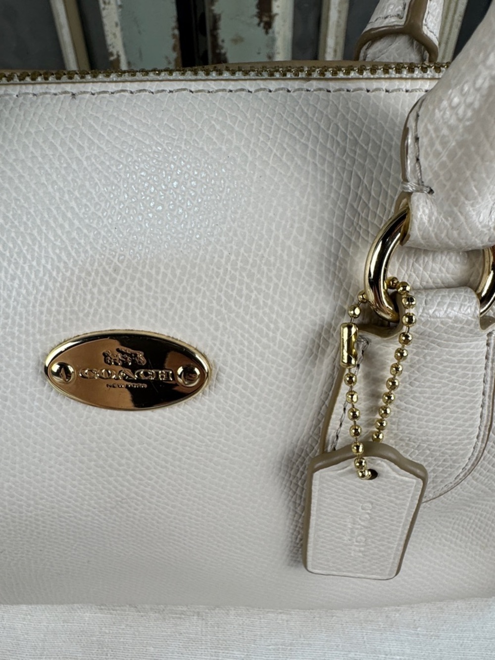 Coach Cream Bennett Mini Leather Satchel with Gold Plaque - Picture 6 of 13